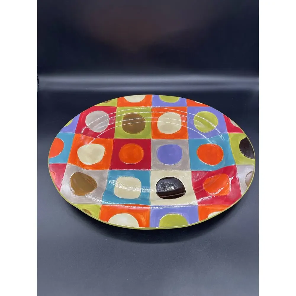 Pier 1 Urban Dot Hand Painted Earthenware Platter 16”